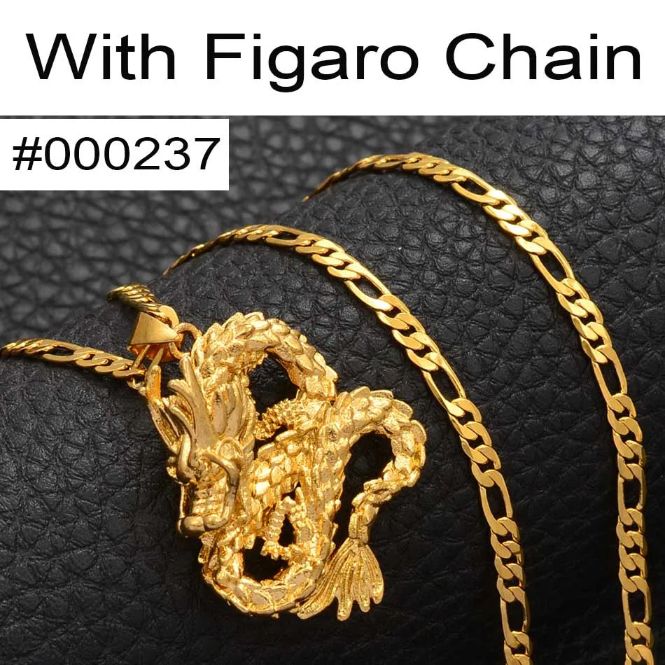 Anniyo Gold-Plated Dragon Pendant Necklace - Image 5