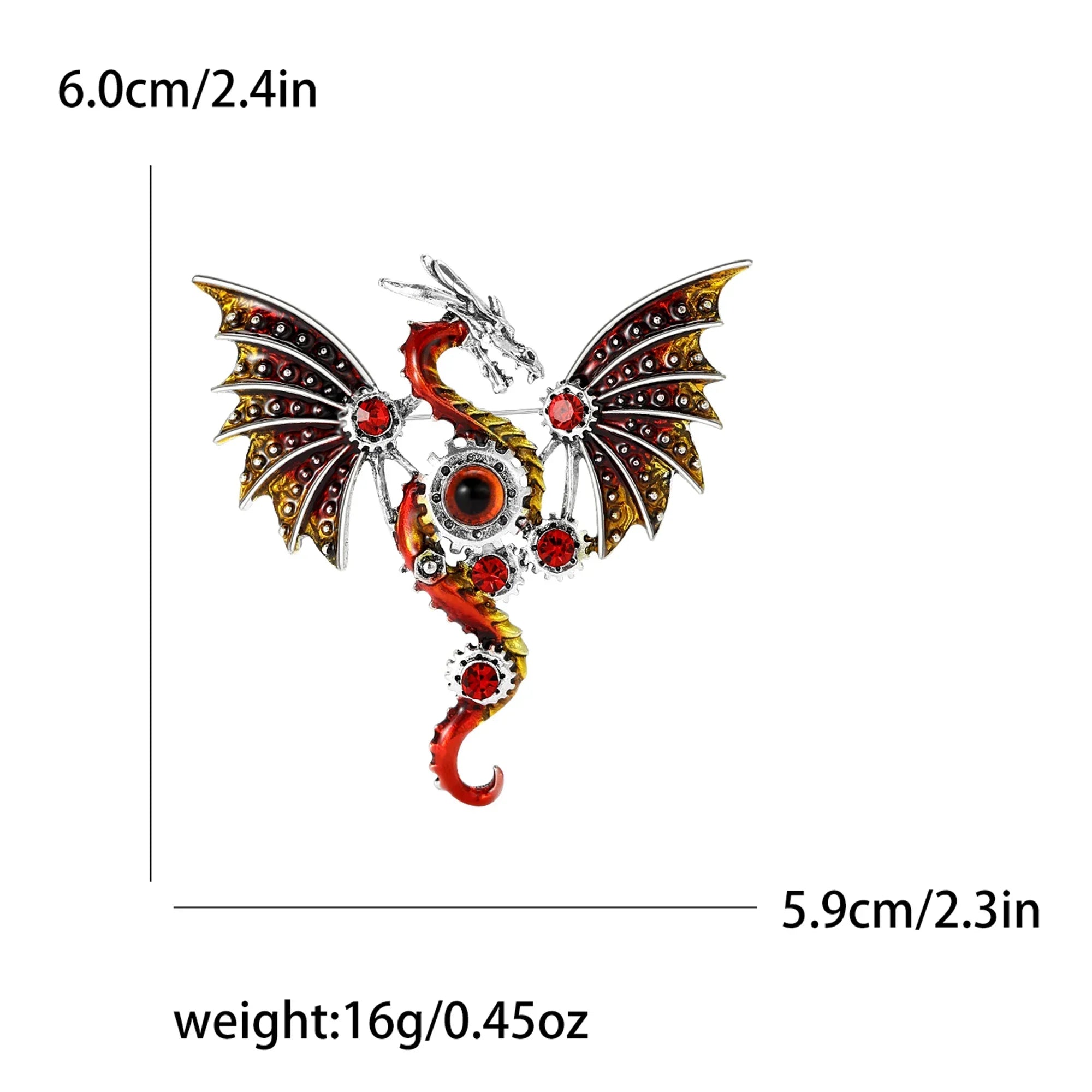 Enamel Mechanical Dragon Pins – Unisex Rhinestone Brooches for Party, Backpack & Clothing Accessories - Image 6