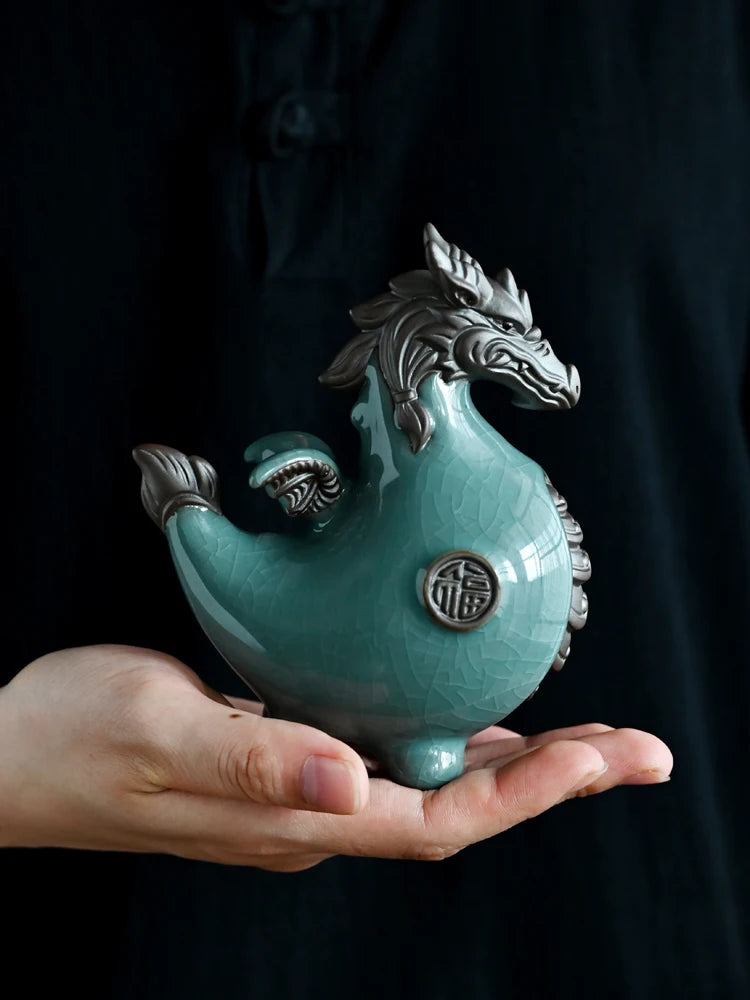Creative Dragon Decoration Ceramic Lucky Mascot – Living Room, Wine Cabinet & Office Desktop Zodiac Dragon Ornament - Image 2