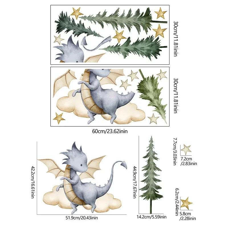 Cute Flying Dragon Forest Wall Stickers - Image 6
