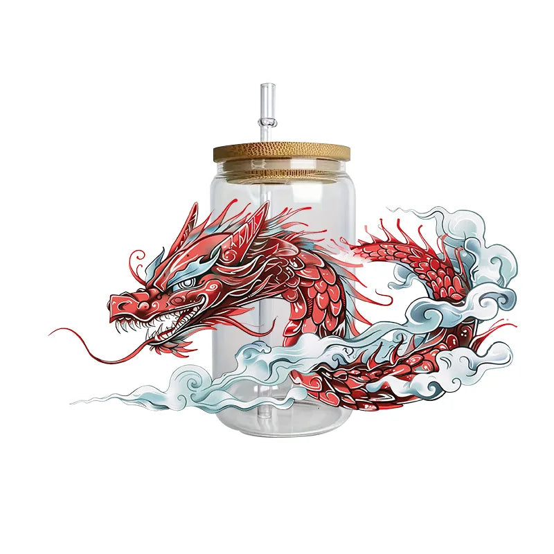3D Fantasy Dragon Art UV DTF Cup Wrap Sticker – Waterproof Crystal Label for DIY Glass & Tumbler Decoration - Image 10