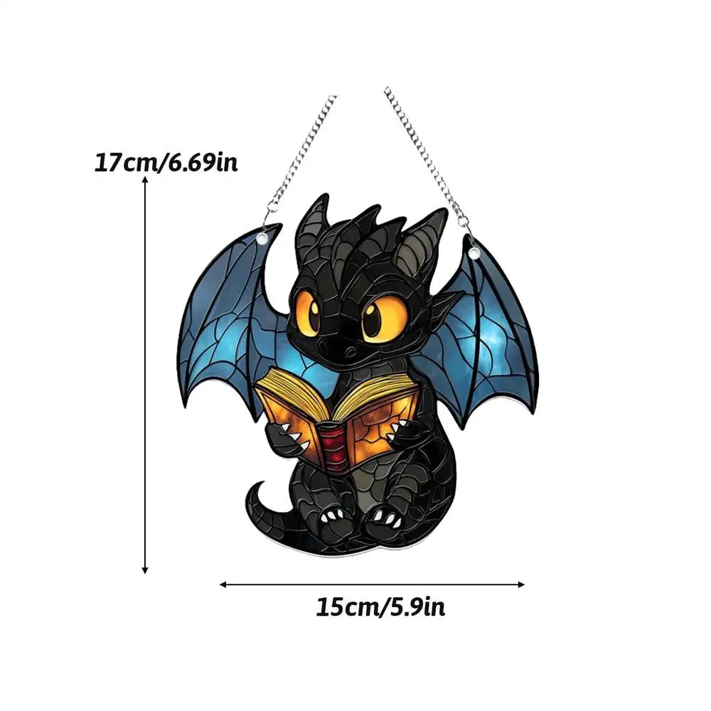 2D Stained Acrylic Dragon Sun Catcher – Book Dragon Light Catcher for Window, Wall, or Christmas Tree Decoration - Image 7