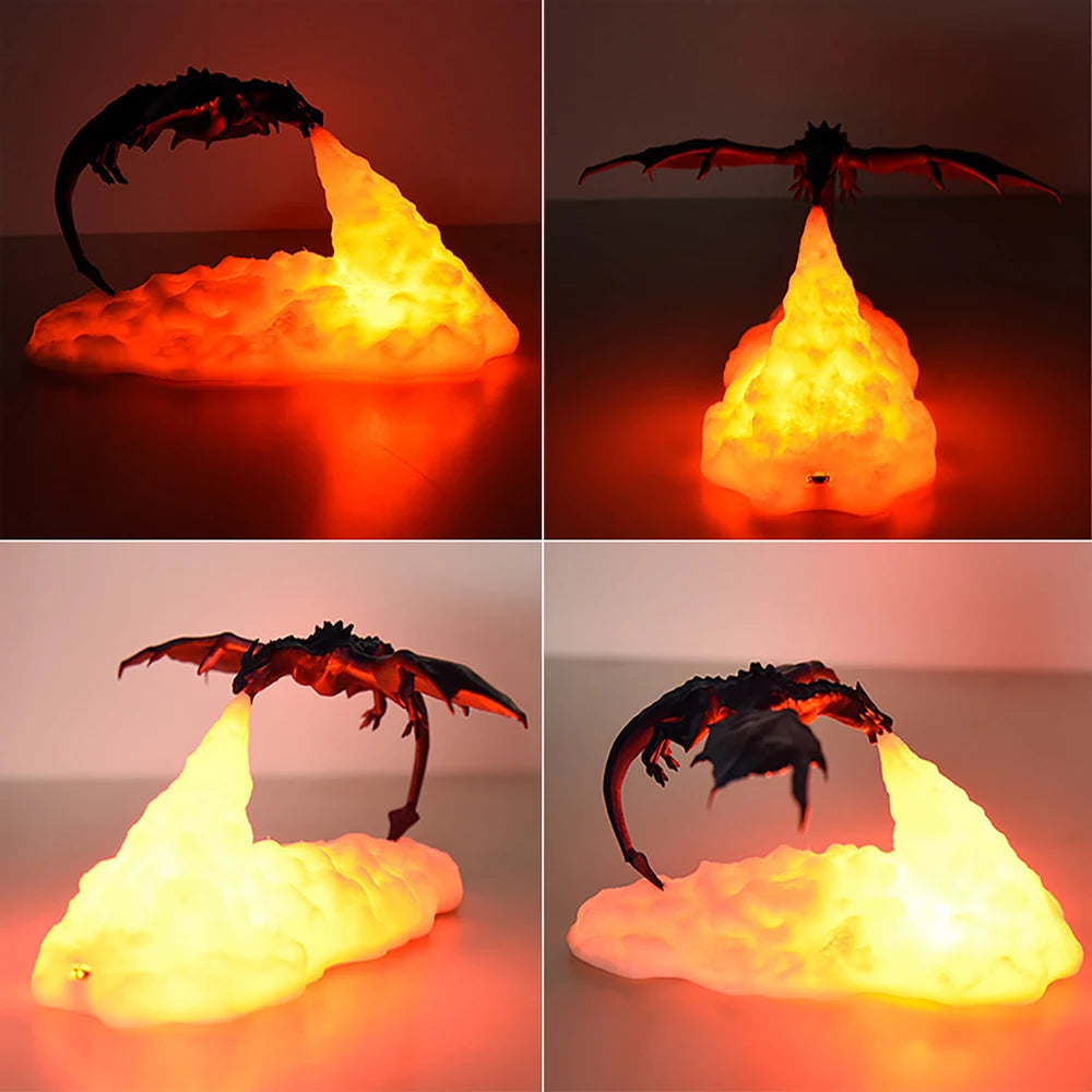 3D Printed Fire Dragon LED Desk Lamp - Image 6