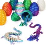 3D Printed Dragon Egg Gift Set – Fully Articulated Crystal Dragon Collectible with Gemstone Ornament | Home Decor Figurine