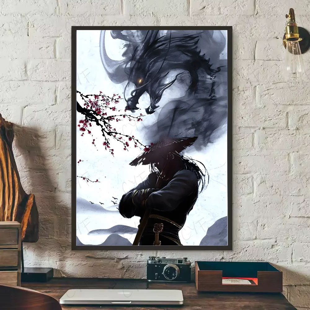Asian Ink Style Dragon & Shadow Waves Art Poster – HD Waterproof Wall Sticker for Home & Bar Aesthetic Decoration - Image 7