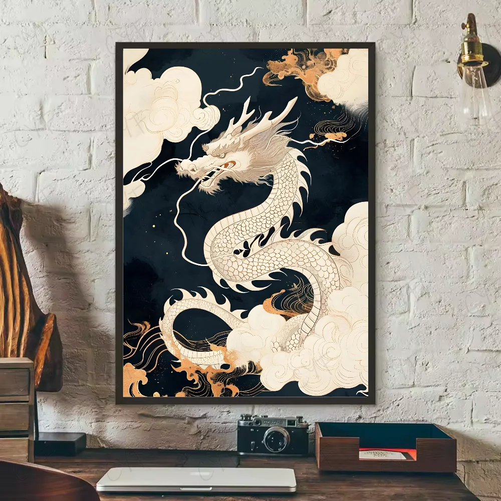 Asian Ink Style Dragon & Shadow Waves Art Poster – HD Waterproof Wall Sticker for Home & Bar Aesthetic Decoration - Image 15