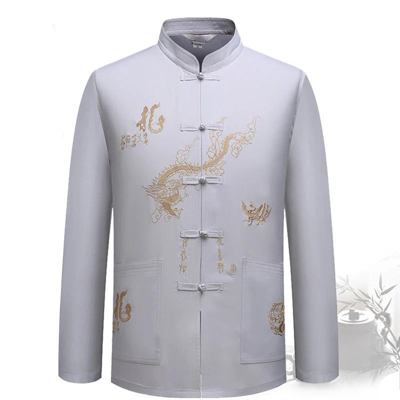 Chinese Traditional Tang Clothing – Mandarin Collar Kung Fu Wing Chun Shirt with Dragon Embroidery (Short Sleeve) M-XXXL - Image 16