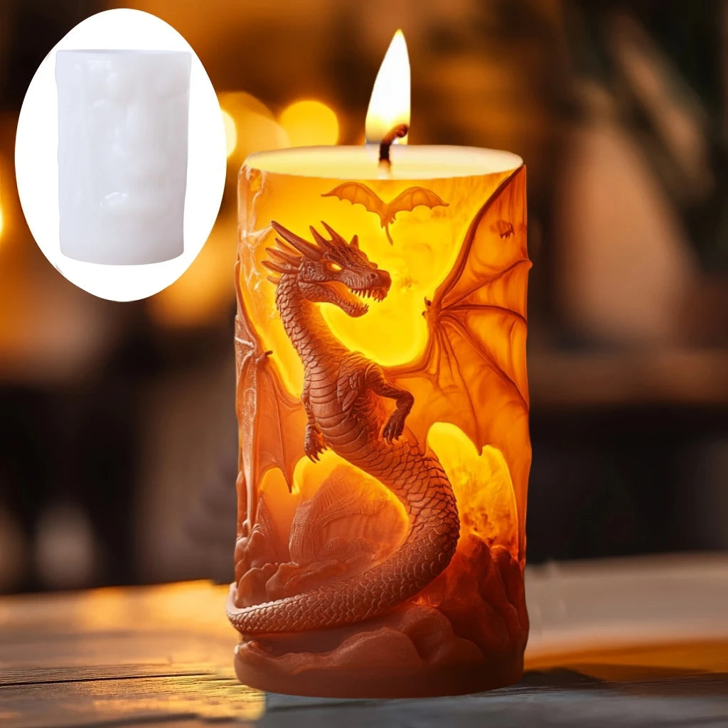 Dinosaur & Dragon Wings Relief Cylindrical Silicone Mold – Resin & Gypsum Craft Mold - Image 3