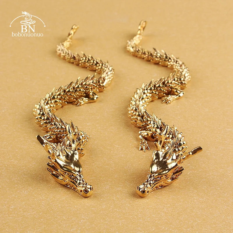 22.5cm 60g 3D Dragon Statue Ornament – Moveable Jointed Brass Zodiac Animal Decoration