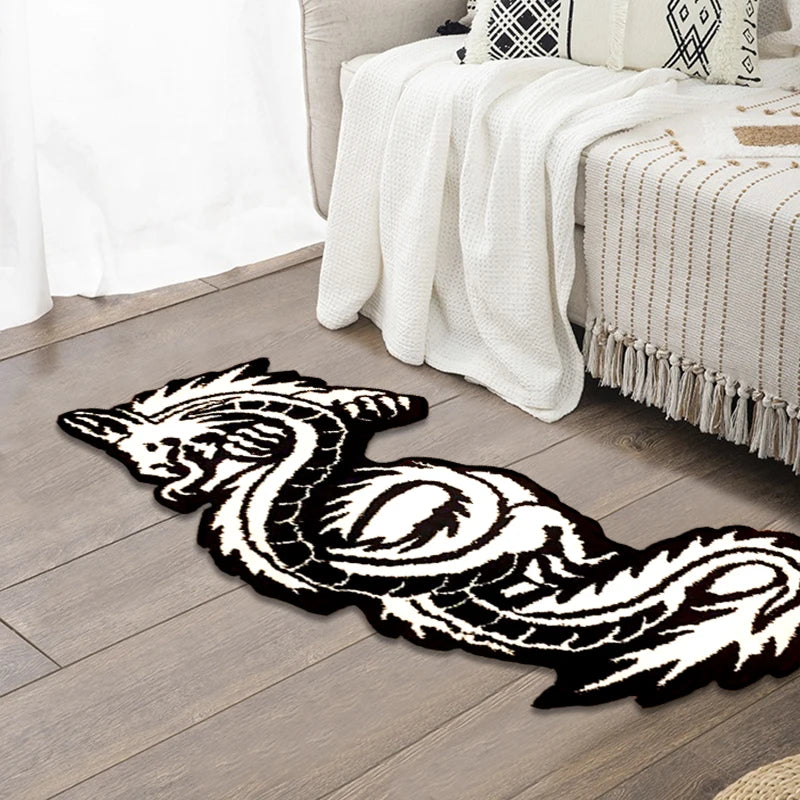 Chinese Dragon Shape Tufting Carpet – Plush Non-Slip Bathroom & Bedside Rug (115x57cm) - Image 3
