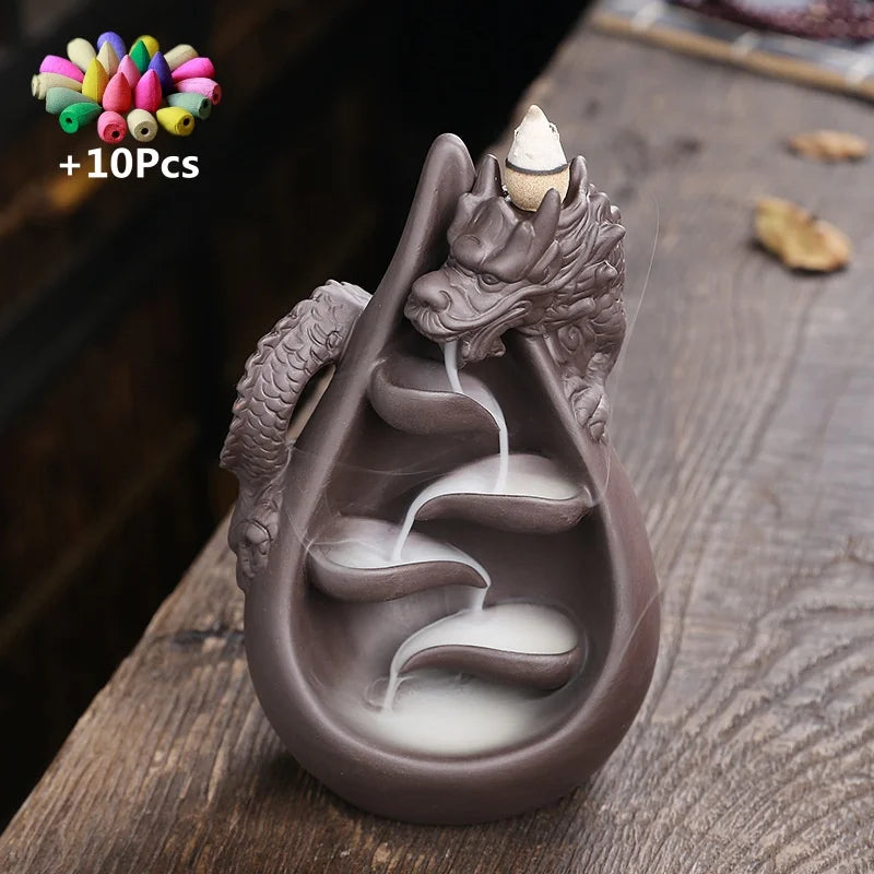 1pc Relief Dragon Incense Burner – Waterfall Backflow Aromatherapy Holder & Zen Home Decor - Image 10