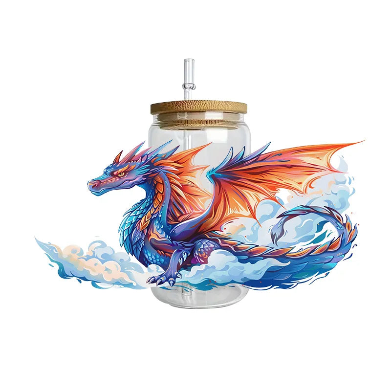 3D Fantasy Dragon Art UV DTF Cup Wrap Sticker – Waterproof Crystal Label for DIY Glass & Tumbler Decoration - Image 17