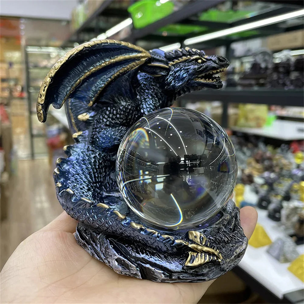Giant Dragon Guardian on Crystal Ball Figurine – Retro Display Ornament for Office, Desk & Cabinet Decor - Image 3