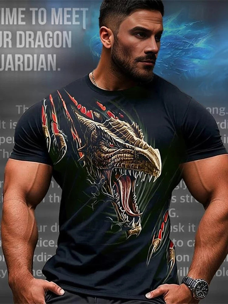 3D Dragon Print Menโs T-Shirt - Image 22