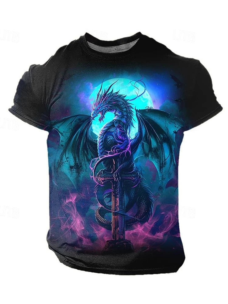 3D Dragon Print Menโs T-Shirt - Image 9
