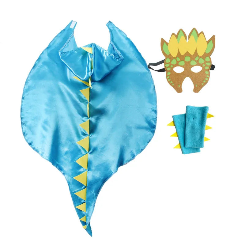 Boys & Girls Dinosaur Cape Dragon Hooded Cloak – Kids Halloween & Christmas Fancy Dress Costume with Mask - Image 7