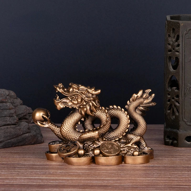 Chinese Auspicious Money Dragon Statuette – Resin Feng Shui Sculpture for Home & Office Decoration - Image 8