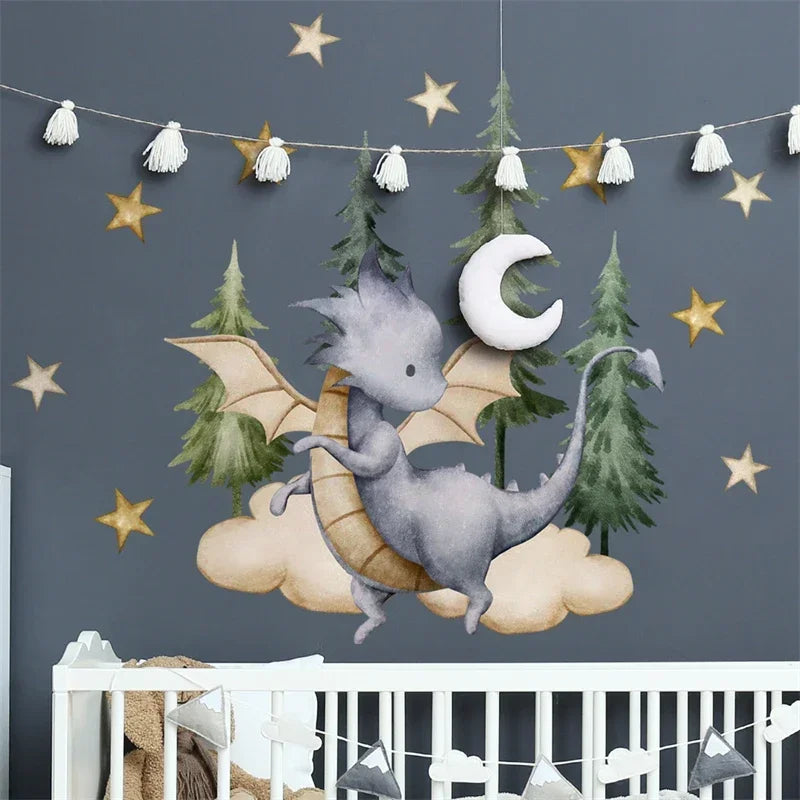 Cute Flying Dragon Forest Wall Stickers - Image 5