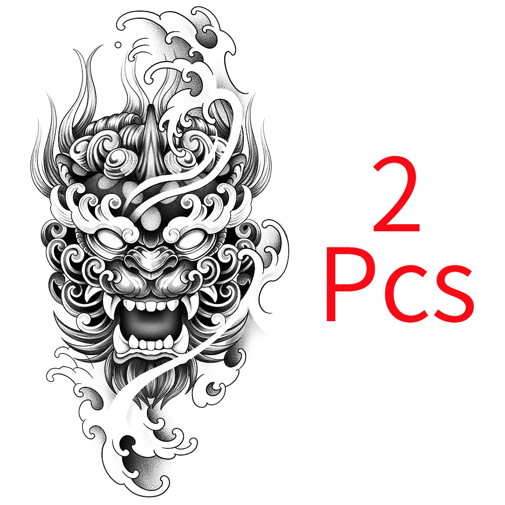 Demon Mask Waterproof Temporary Tattoo Sticker – Realistic Semi-Permanent Body Art (Lasts 1–2 Weeks) - Image 7