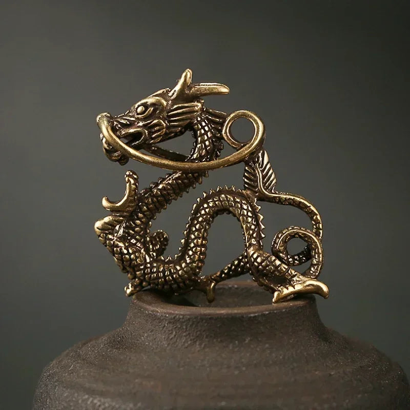 1 Piece Vintage Brass Dragon Statue – Feng Shui Animal Ornament for Wealth & Prosperity - Image 3