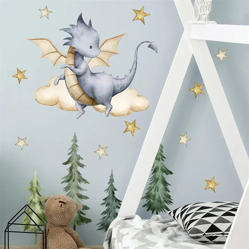 Cute Flying Dragon Forest Wall Stickers - Image 2