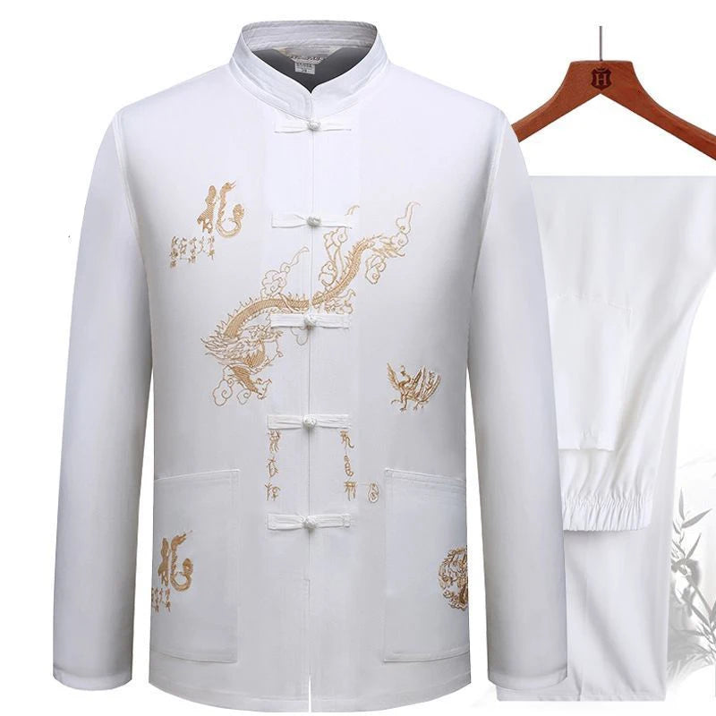 Chinese Traditional Tang Clothing – Mandarin Collar Kung Fu Wing Chun Shirt with Dragon Embroidery (Short Sleeve) M-XXXL - Image 14
