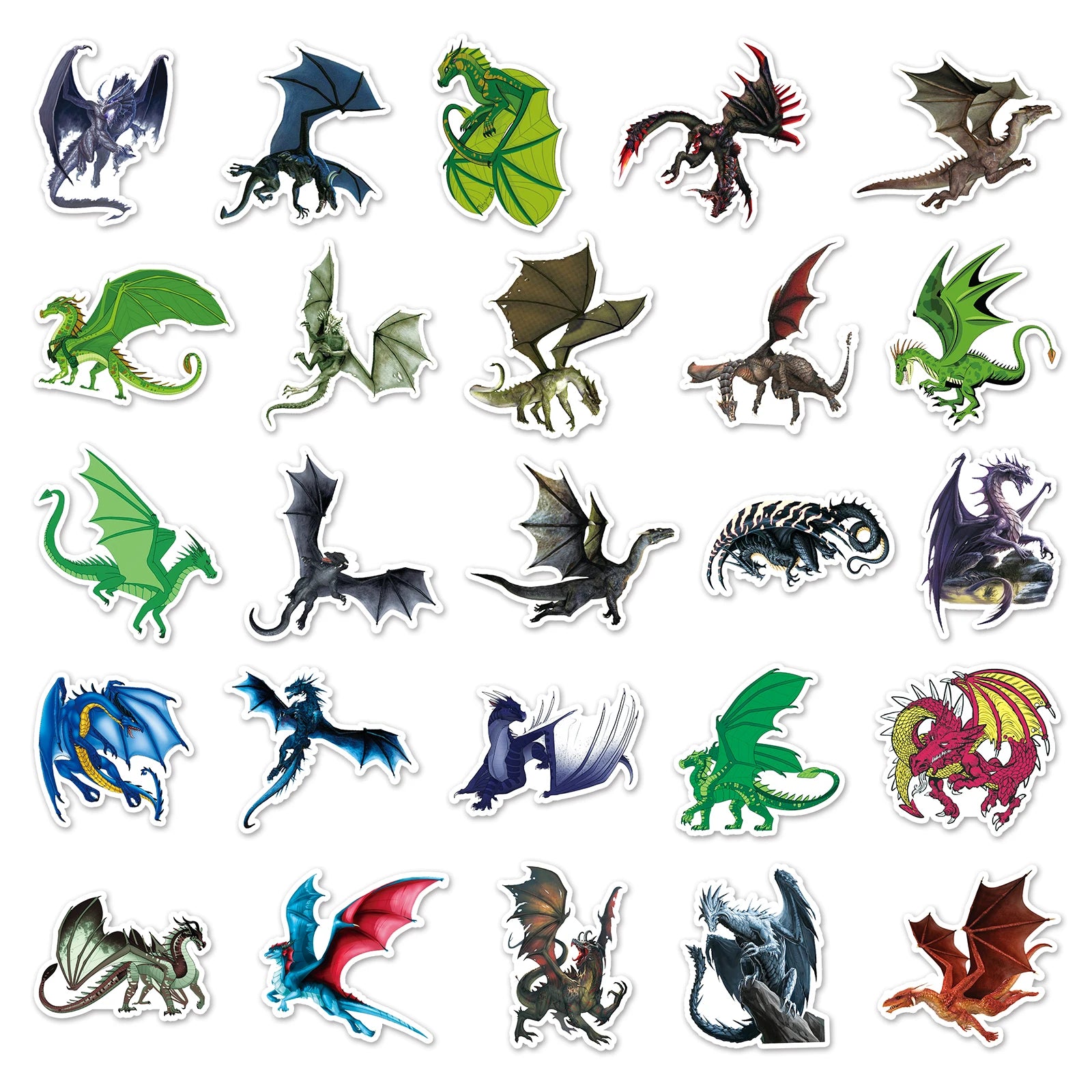 50PCS Dragon Series Cartoon Waterproof Stickers – Retro Vinyl Stickers for Skateboards, Snowboards & More - Image 5