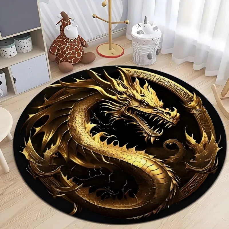 Fashion Dragon Round Carpet – Stylish Area Rug for Living Room, Bedroom & Chair Floor Mat - Image 7