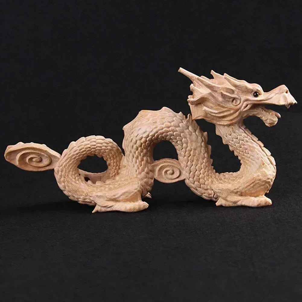 Feng Shui Carved Natural Wood Dragon Statue – Lucky 2024 New Year Decoration - Image 5