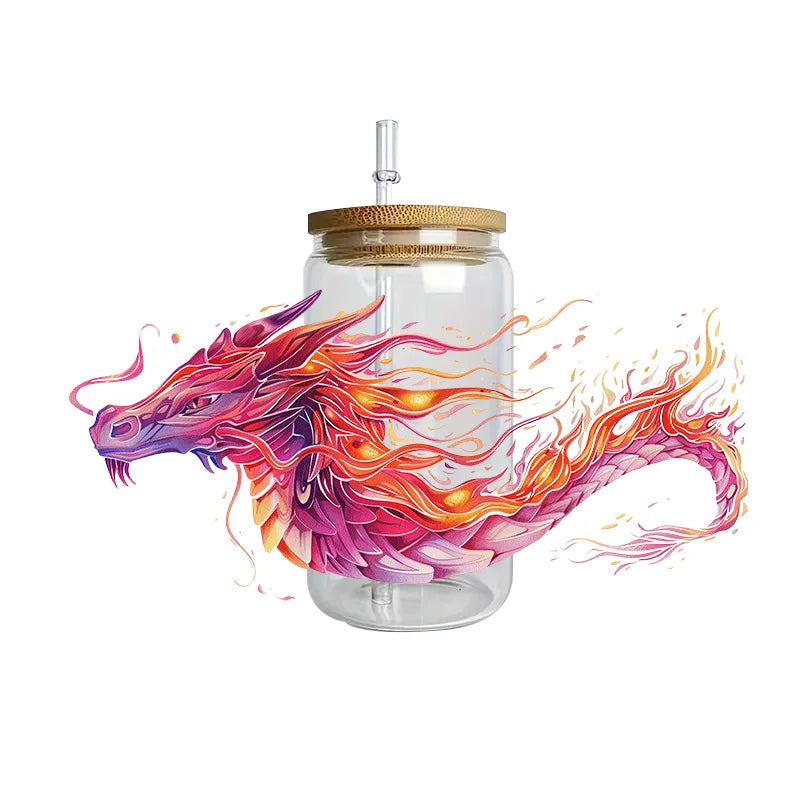 3D Fantasy Dragon Art UV DTF Cup Wrap Sticker – Waterproof Crystal Label for DIY Glass & Tumbler Decoration - Image 21
