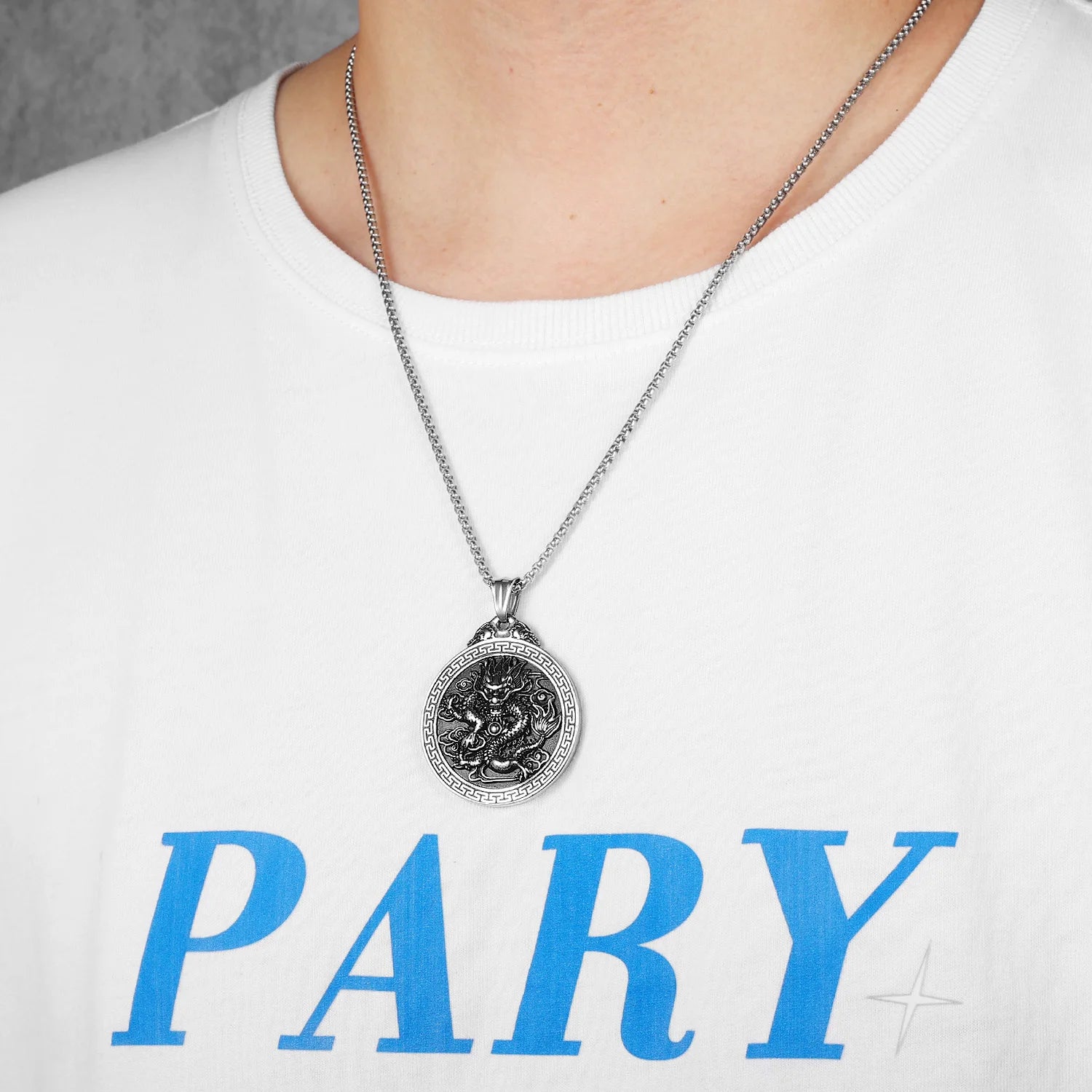 Chinese Dragon Stainless Steel Pendant Necklace - Image 5