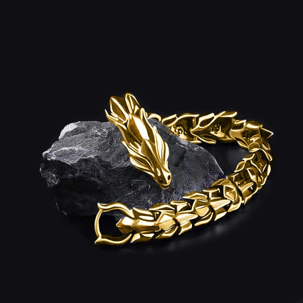 Fashion Personality Hip Hop Dragon Head & Scale Bracelet – Retro Exaggerated Punk Jewelry for Men - Image 3