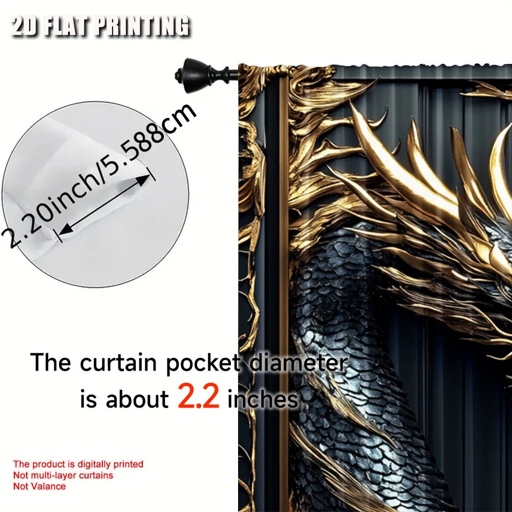 2Pcs Dragon Totem Patterned Curtains – Versatile Decor for Bedroom, Kitchen, Living Room & More - Image 5