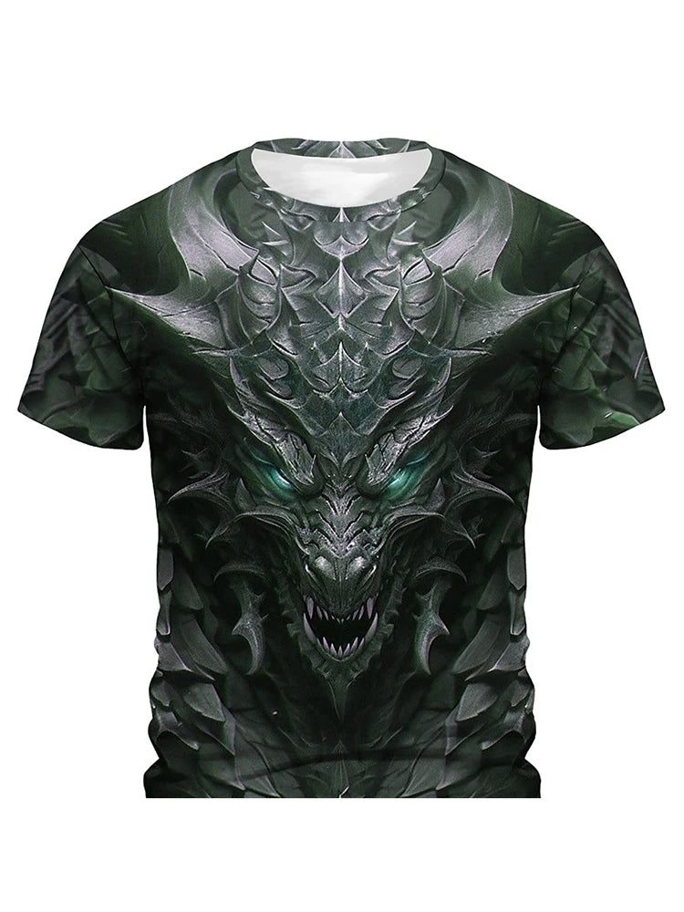 3D Dragon Print Menโs T-Shirt - Image 4
