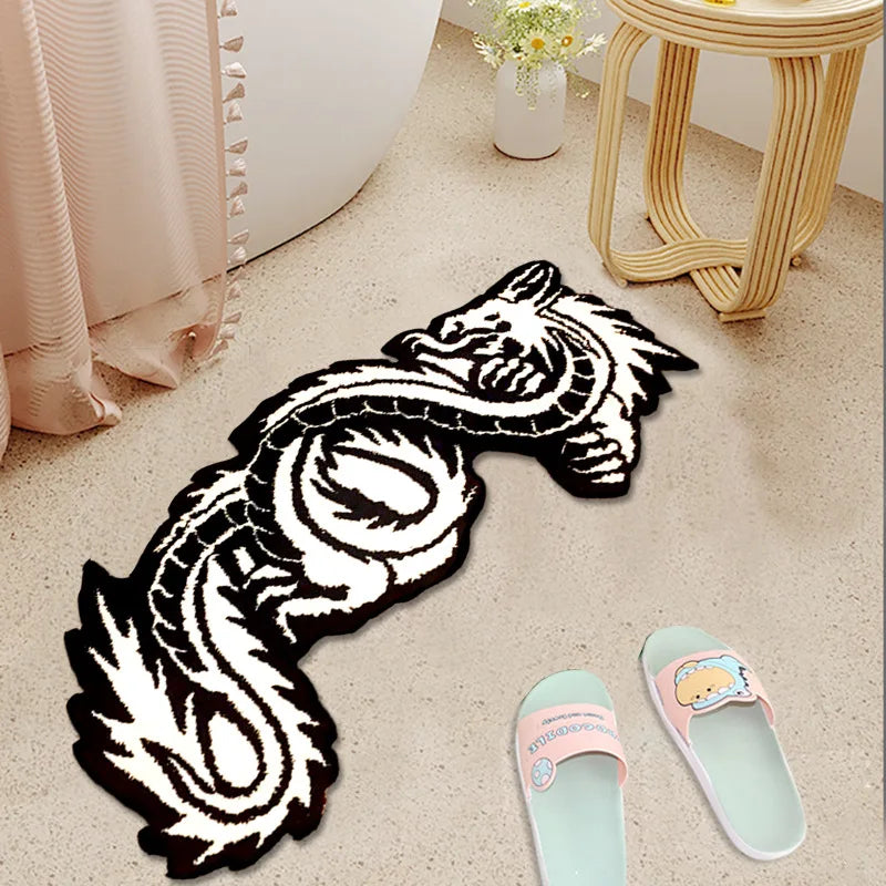 Chinese Dragon Shape Tufting Carpet – Plush Non-Slip Bathroom & Bedside Rug (115x57cm) - Image 5