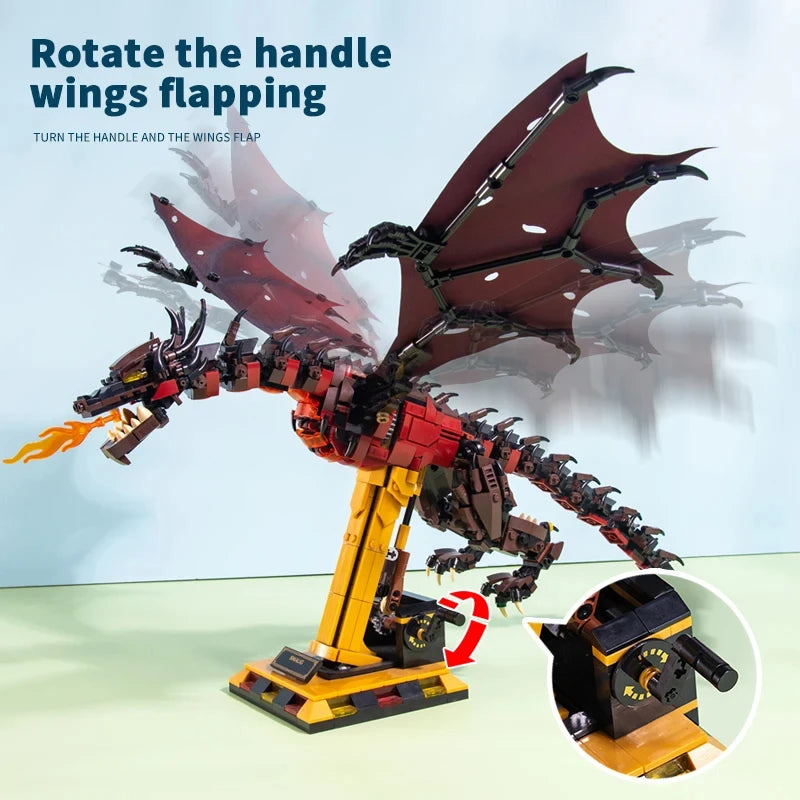 1359PCS Flames Dragon Smaug Building Blocks – Fire Breathing Dragon Model Toy for Kids’ Holiday Gifts - Image 5