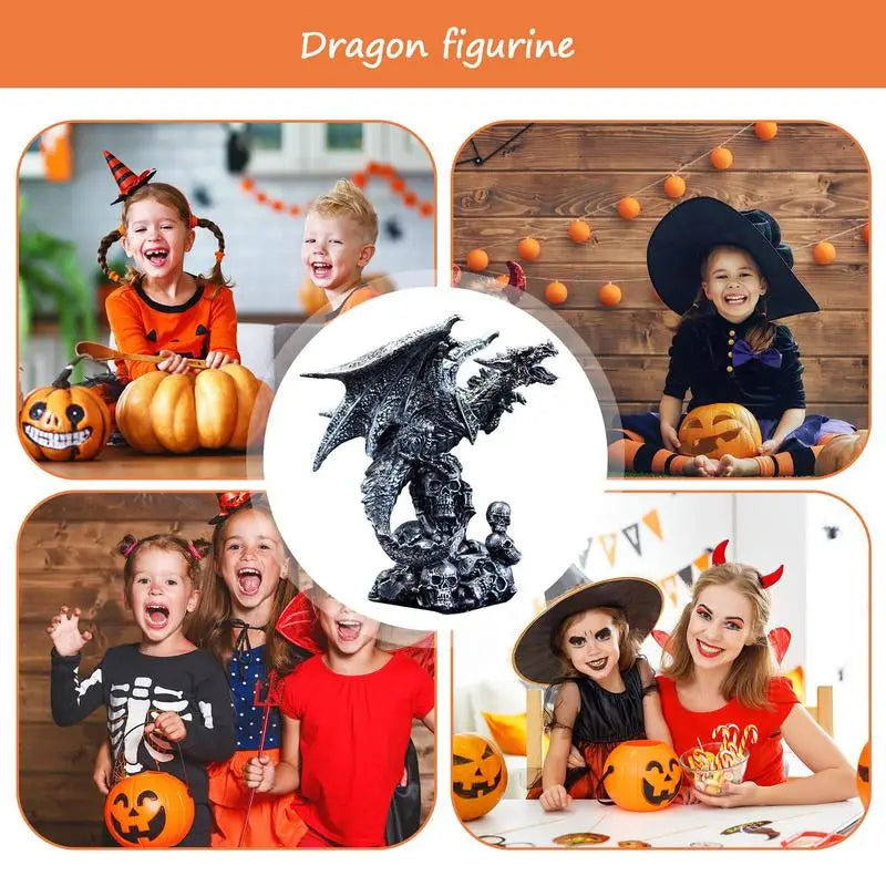 Dragon Skull Statue – Fantasy Medieval Dragon Figurine for Fireplace, Halloween & Home Décor - Image 5