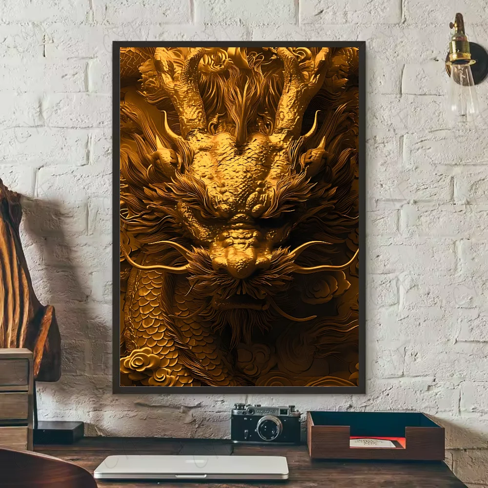 Asian Ink Style Dragon & Shadow Waves Art Poster – HD Waterproof Wall Sticker for Home & Bar Aesthetic Decoration - Image 10