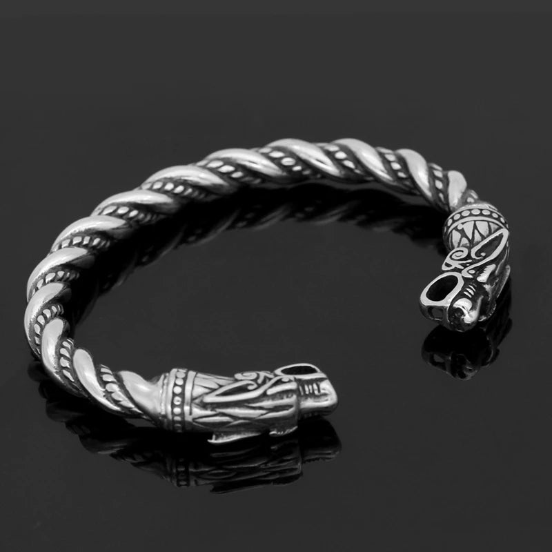 Goth Hip Hop Dragon Head Open Menβs Viking Bangle Wristband Cuff Bracelets - Image 2