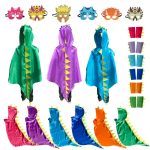 Boys & Girls Dinosaur Cape Dragon Hooded Cloak – Kids Halloween & Christmas Fancy Dress Costume with Mask